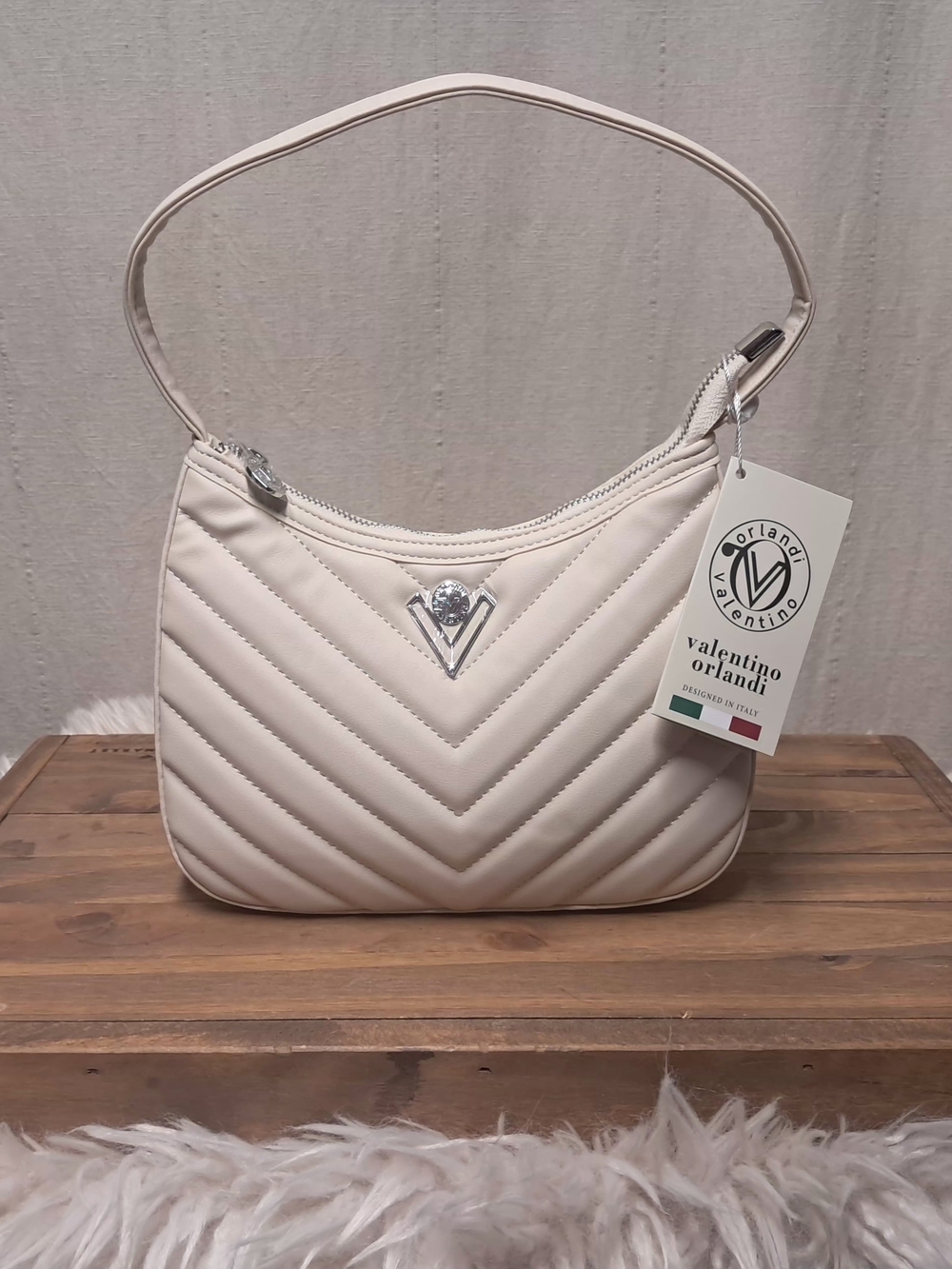 NWT Valentino Orlandi Rowe Handbag Quilted Vegan Leather Shoulder Bag